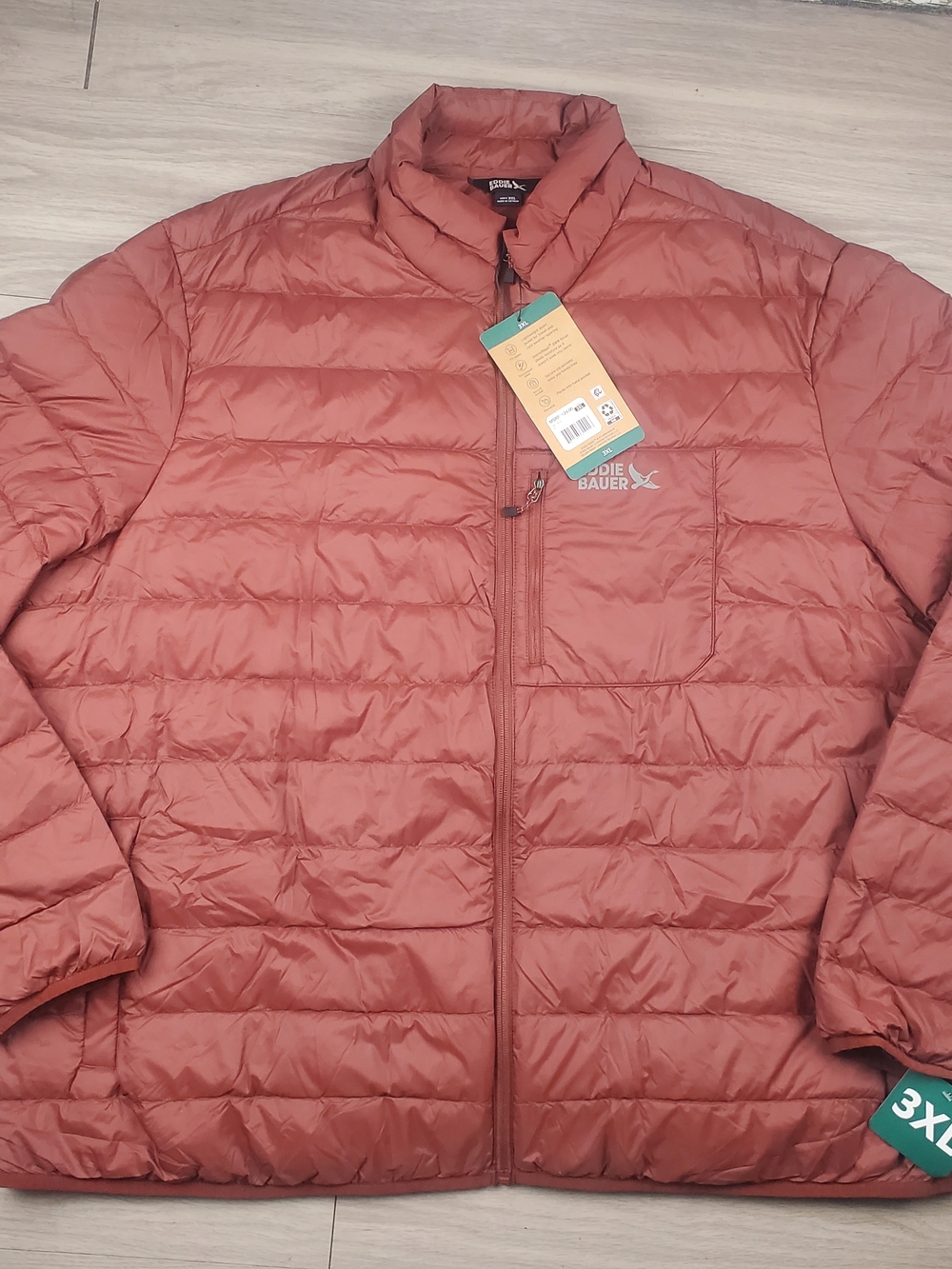 Eddie Bauer Men's 3XL 650 Fill Down Packable Jacket NWT Rust Red
